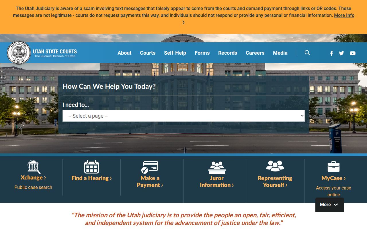 Kane County warrant search reference to the official Utah Courts website