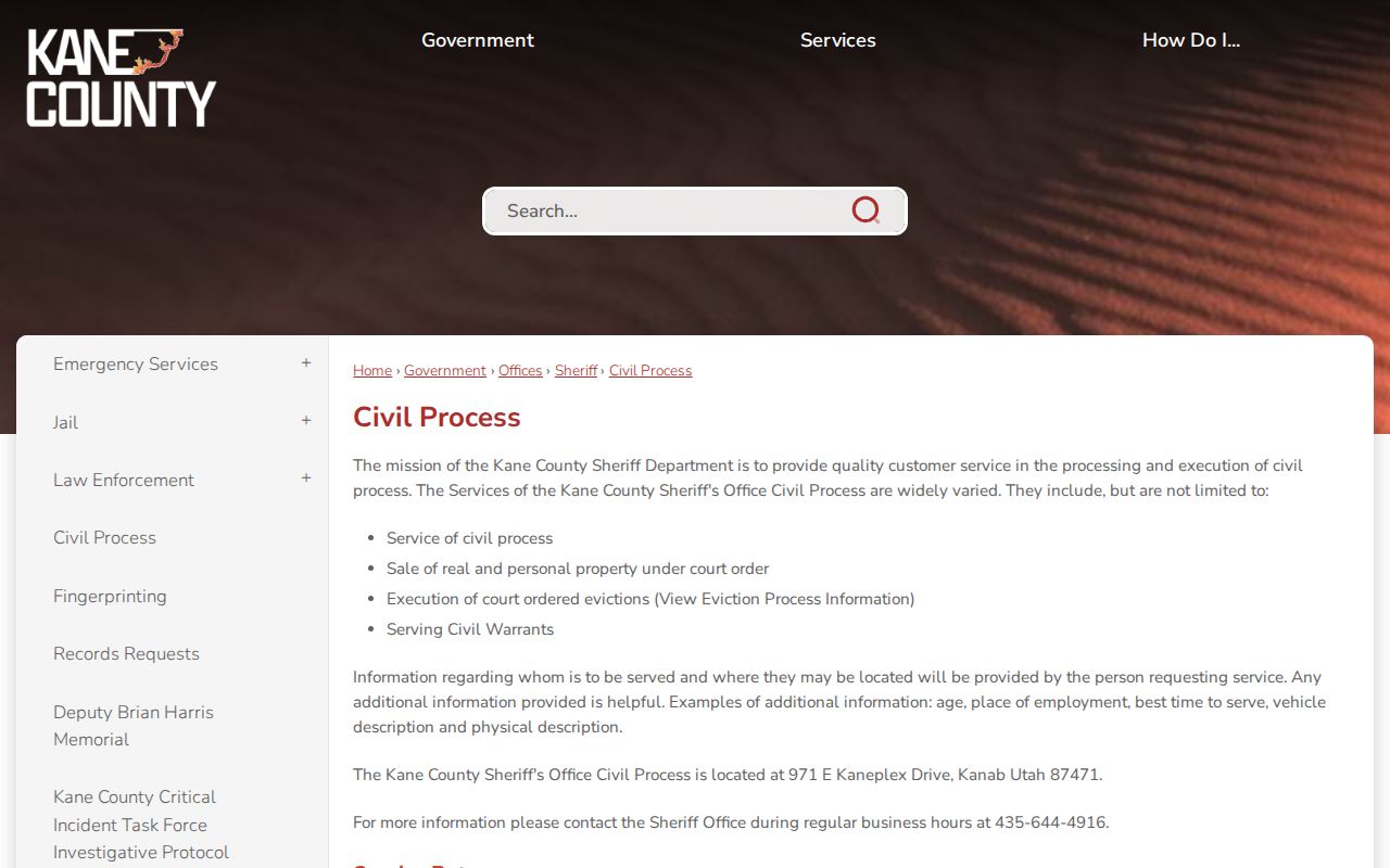 Kane County active warrant context distinguishing civil process service from criminal warrant status