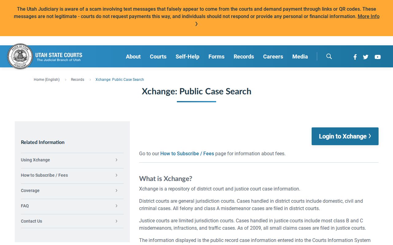 Kane County warrant search context showing Utah Courts public case-record information