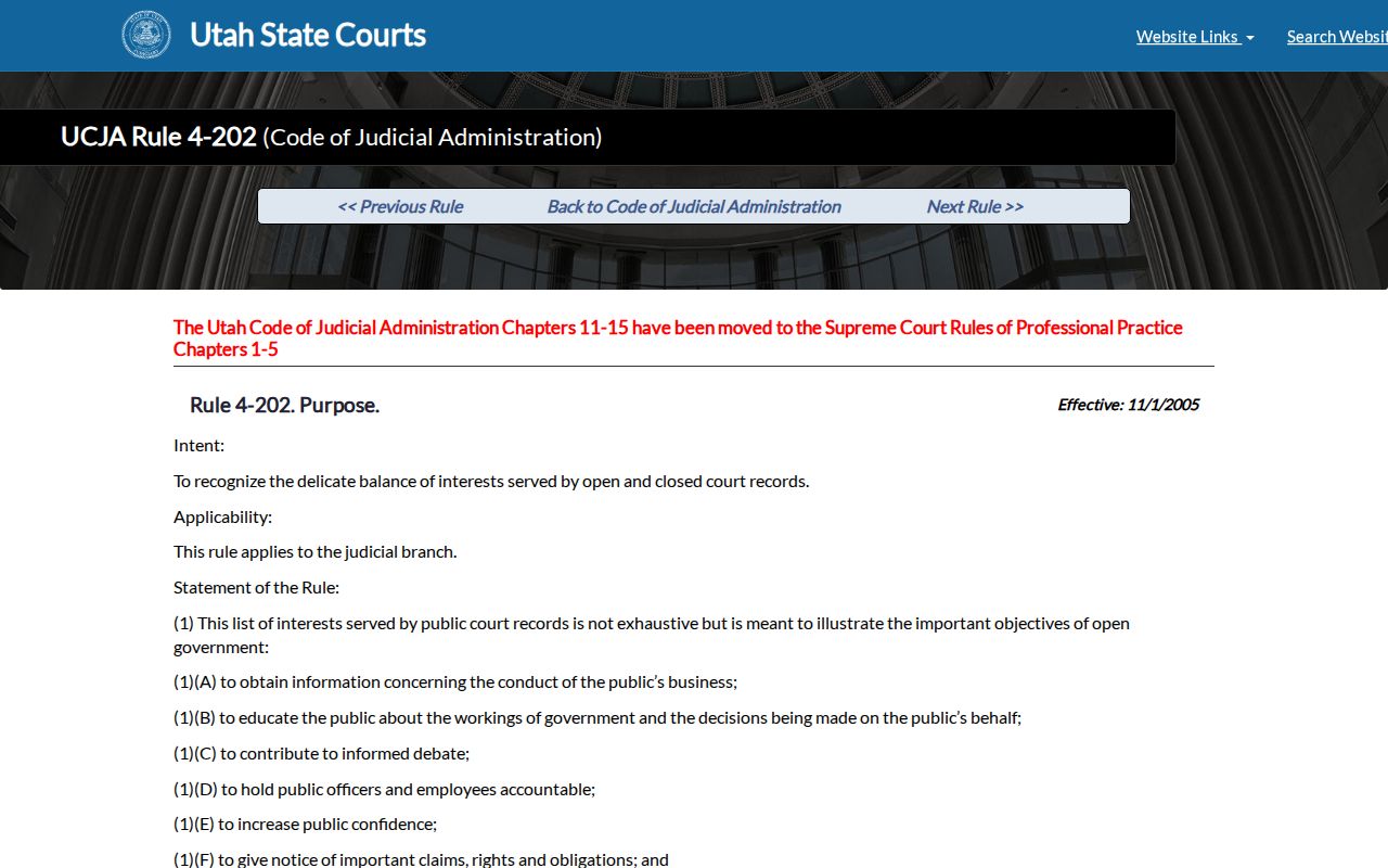 Kane County active warrant access reference showing Utah court-record rules